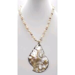 Mabe Blister Pearl & Multicolor Freshwater Pearl Necklace Pendant Freeform